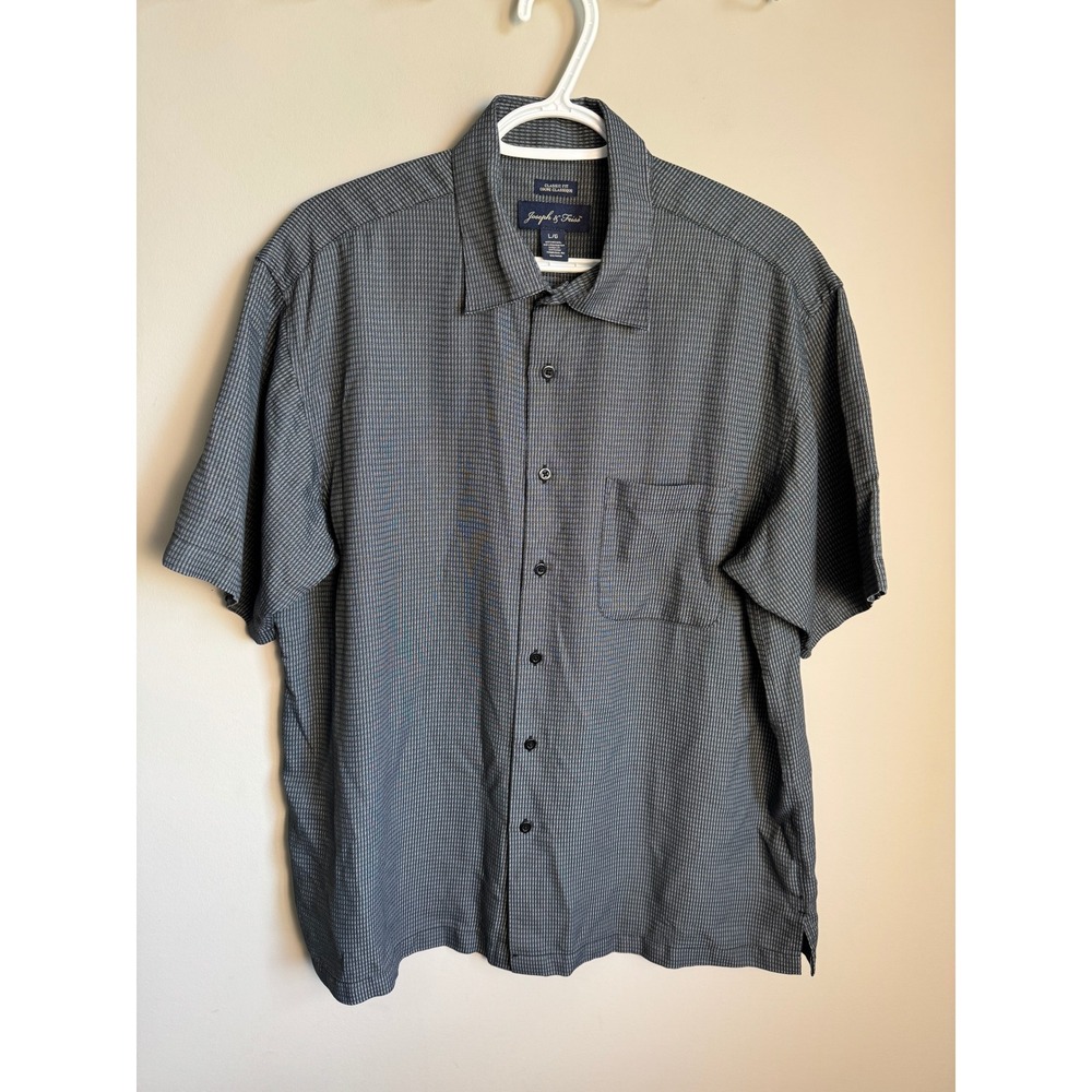 Joseph & Feiss Mens Grey Pattern Classic Fit Button Up L Office Casual Work